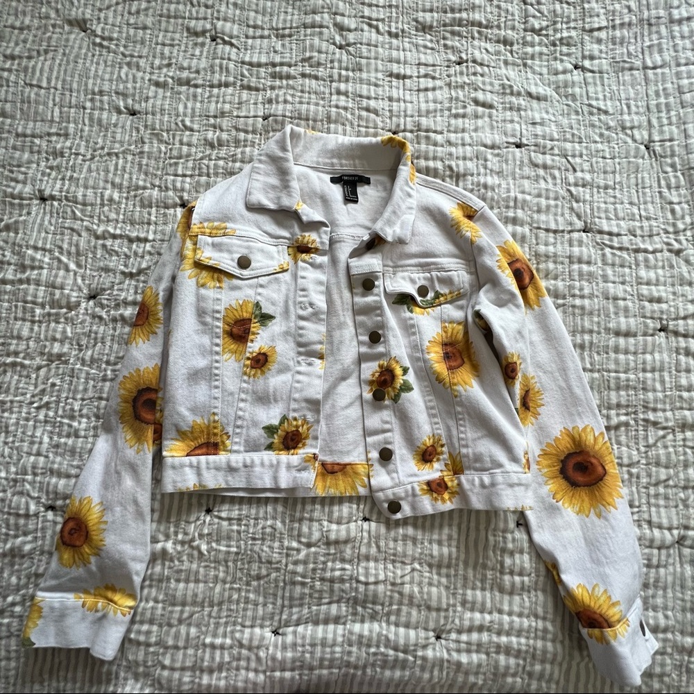 Forever 21 sunflower Jean jacket